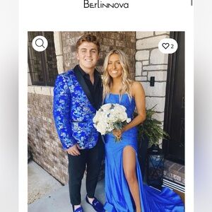 BerLinnova Strapless Royal Blue Sequin Evening Gown